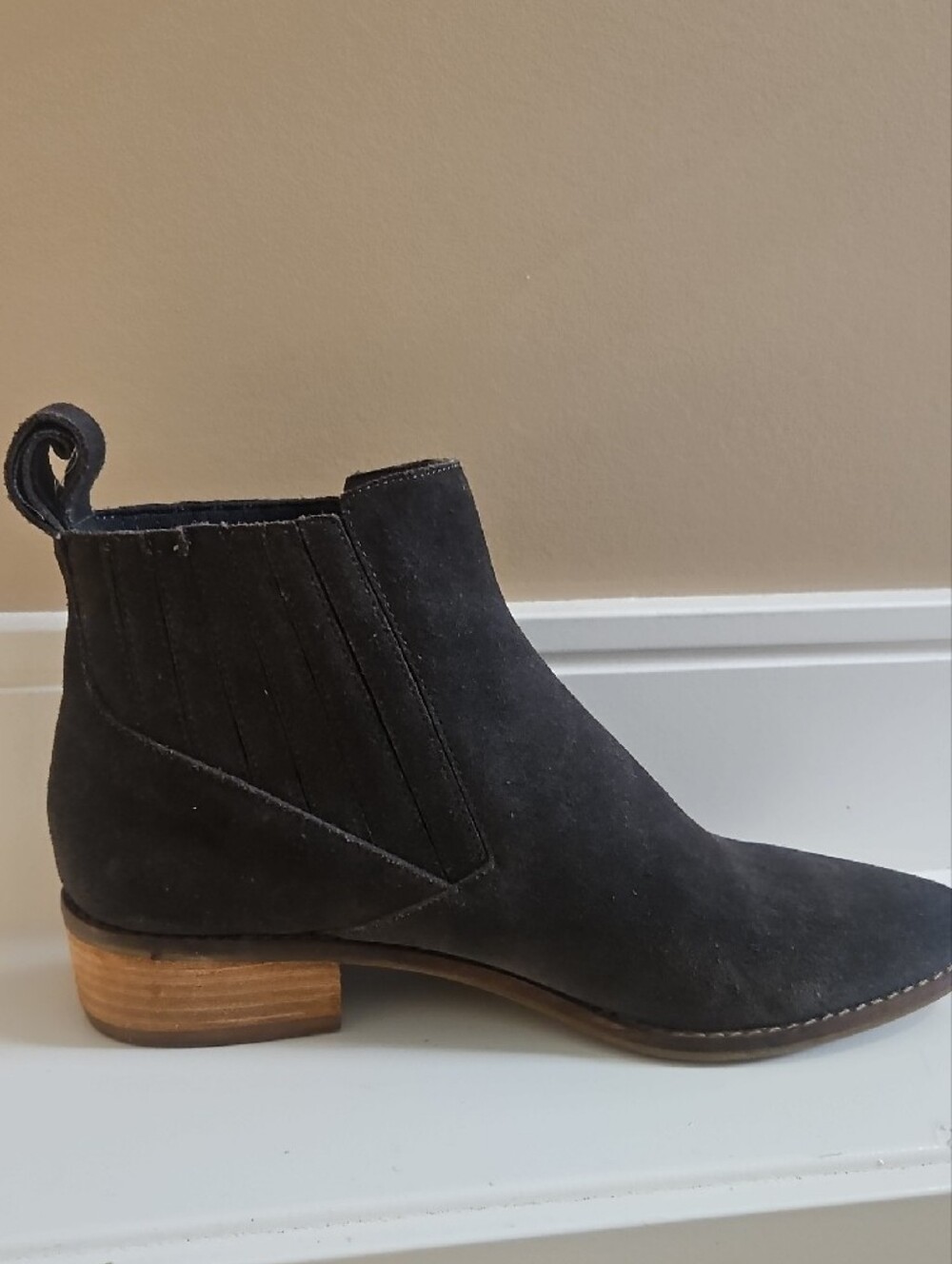 Dolce Vita Charcoal Grey Suede Ankle Booties with Low Stacked Heel - Picture 6 of 8